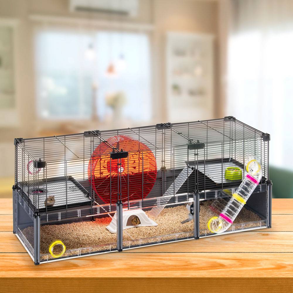 Ferplast - FERPLAST - Cage Hamster - Cage Souris - Cage Hamster Grande - Grillage Métallique - avec Accessoires - Modulaire - Multipla Hamster, 107,5 x 37,5 xh - Imagen 5
