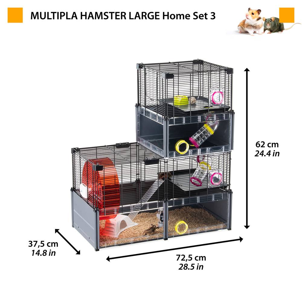 Ferplast - FERPLAST - Cage Hamster - Cage Souris - Cage Hamster Grande - Grillage Métallique - avec Accessoires - Modulaire - Multipla Hamster, 107,5 x 37,5 xh - Imagen 4