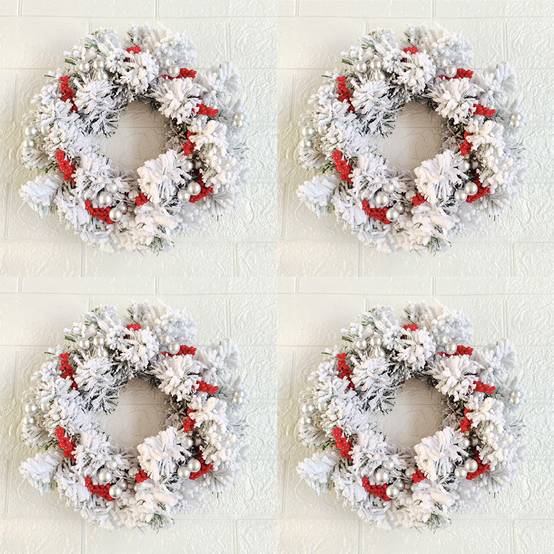 Anneaux de bougies de Noël, centre de table en baies artificielles de 28 cm, couronne blanche pour décoration de table, porte d'entrée d'hiver - Image 2