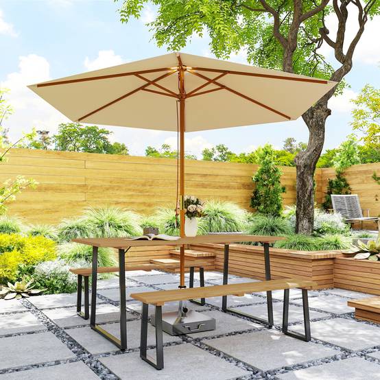 Salon de jardin bois et acier naturel 178 x 76 x 77 cm - PANGIVO - Image 10
