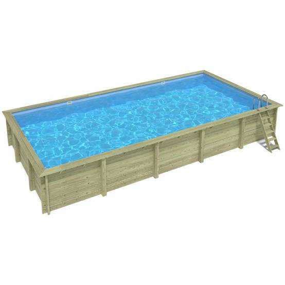 Altanka - Piscine hors sol en bois AQUA 10.2 x 5.2 - H.1.45 m, bleu pâle, fixations à sceller - BAS7310OSPI - ALTANKA - Image 1