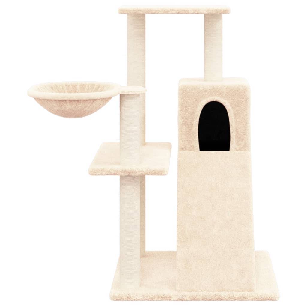 Arbre à chat bois et peluche crème 73 x 49 x 82 cm - PANGIVO - Image 3