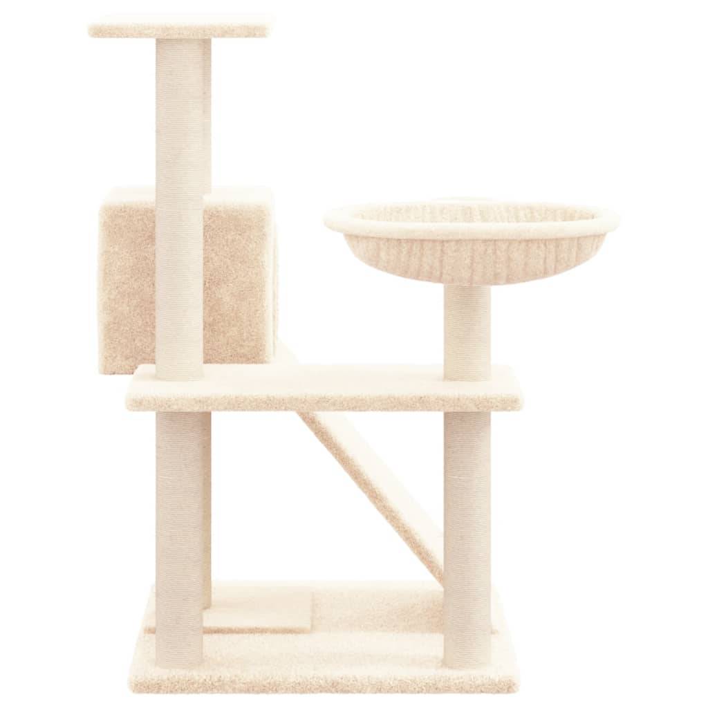 Arbre à chat bois et peluche crème 73 x 49 x 82 cm - PANGIVO - Image 4
