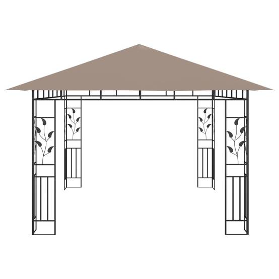 Tonnelle Aluminium Taupe avec Moustiquaire et LED 4 x 3 x 2.73 m - PANGIVO - Image 7