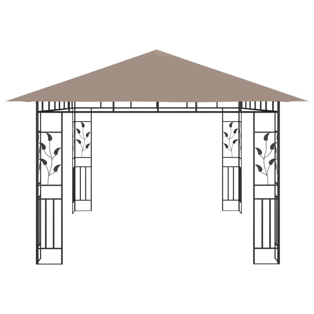 Tonnelle Aluminium Taupe avec Moustiquaire et LED 4 x 3 x 2.73 m - PANGIVO - Image 7