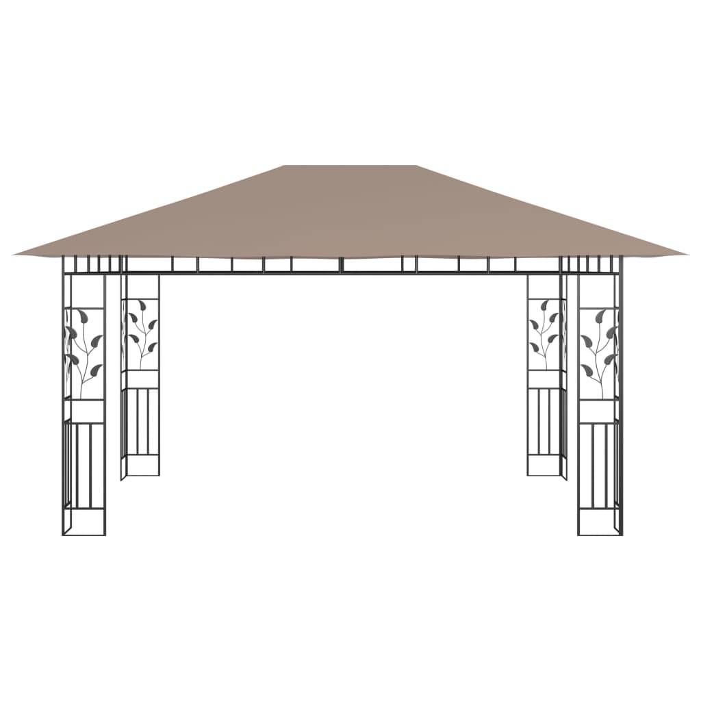 Tonnelle Aluminium Taupe avec Moustiquaire et LED 4 x 3 x 2.73 m - PANGIVO - Image 6