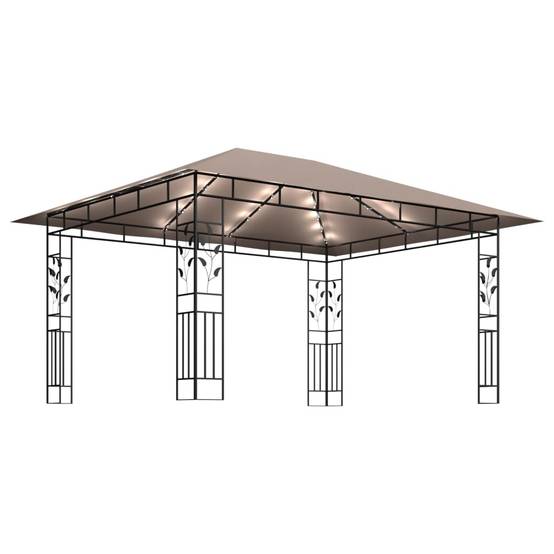 Tonnelle Aluminium Taupe avec Moustiquaire et LED 4 x 3 x 2.73 m - PANGIVO - Image 4