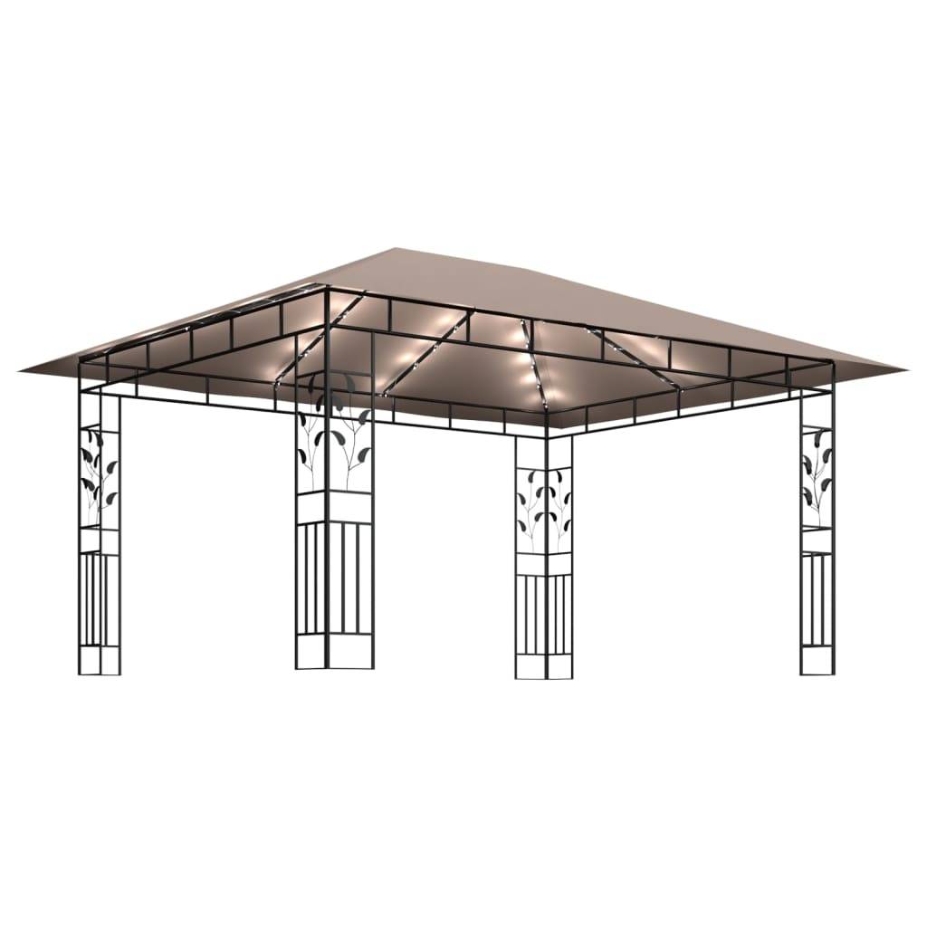 Tonnelle Aluminium Taupe avec Moustiquaire et LED 4 x 3 x 2.73 m - PANGIVO - Image 4