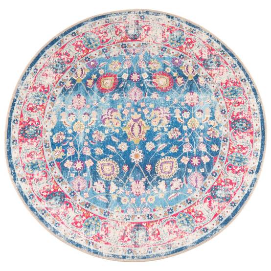 Tapis Rond Velours Doux Lavable Antidérapant Idéal pour Chambre ou Bureau Bleu Ø 120 cm – ComfortXL Outdoor Living - Image 2