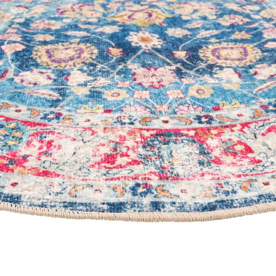 Tapis Rond Velours Doux Lavable Antidérapant Idéal pour Chambre ou Bureau Bleu Ø 120 cm – ComfortXL Outdoor Living - Image 4