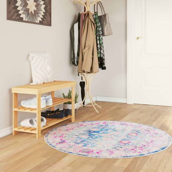 Tapis Rond Velours Doux Lavable Antidérapant Idéal pour Chambre ou Bureau Bleu Ø 120 cm – ComfortXL Outdoor Living - Image 1