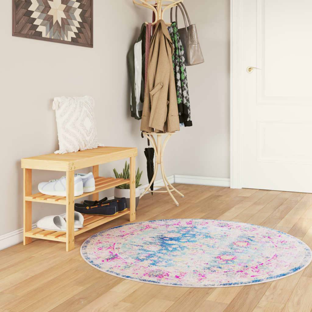 Tapis Rond Velours Doux Lavable Antidérapant Idéal pour Chambre ou Bureau Bleu Ø 120 cm – ComfortXL Outdoor Living - Image 1