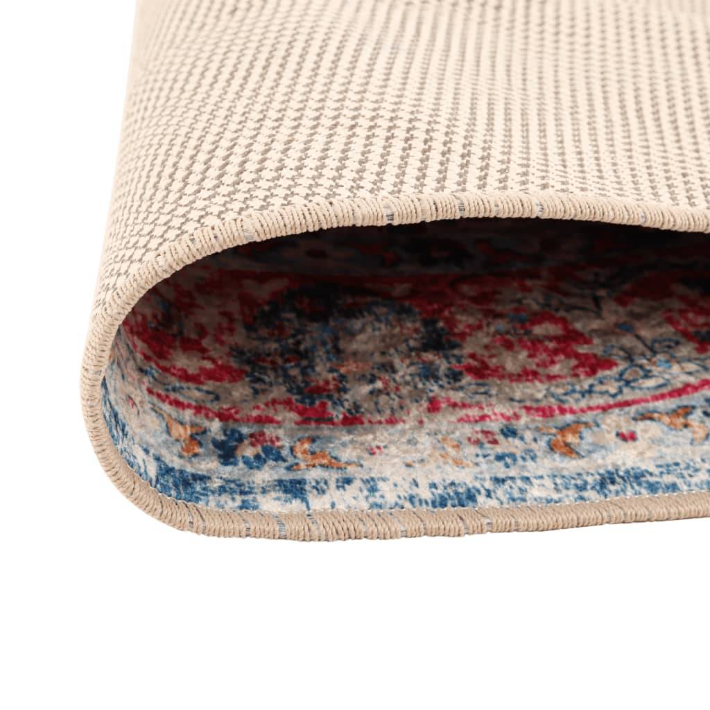 Tapis Rond Velours Doux Lavable Antidérapant Idéal pour Chambre ou Bureau Bleu Ø 120 cm – ComfortXL Outdoor Living - Image 3