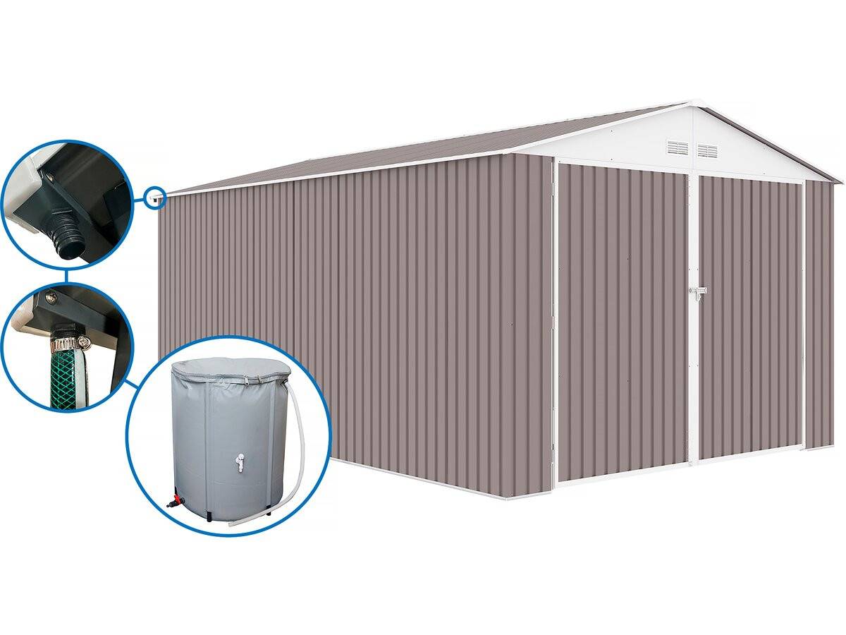 Habitat Et Jardin - Garage Métal "nevada" - 15,36m² Avec Gouttière Et Récupérateur D'eau -habitat Et Jardin