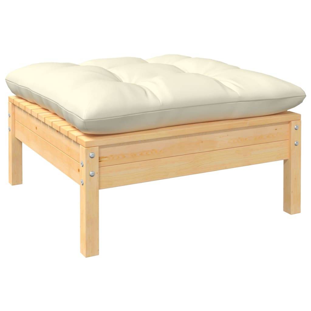 Helloshop26 - Salon de jardin meuble d'extérieur ensemble de mobilier 5 pièces avec coussins crème bois de pin - Imagen 3