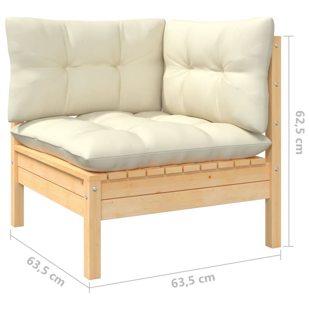 Helloshop26 - Salon de jardin meuble d'extérieur ensemble de mobilier 5 pièces avec coussins crème bois de pin - Imagen 5