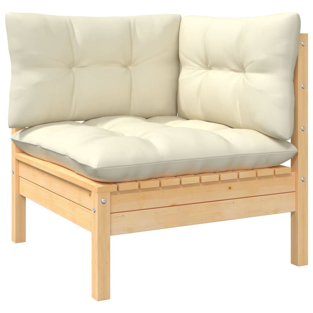 Helloshop26 - Salon de jardin meuble d'extérieur ensemble de mobilier 5 pièces avec coussins crème bois de pin - Imagen 2