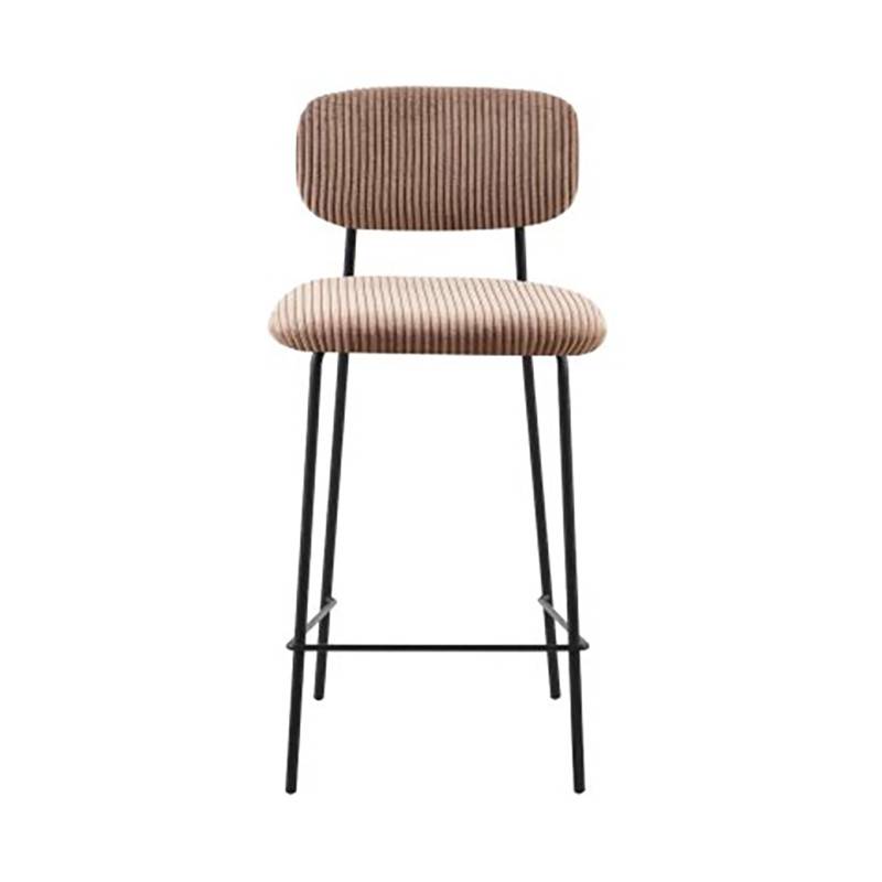 Tabouret de bar style écolier velours côtelé beige - Image 5