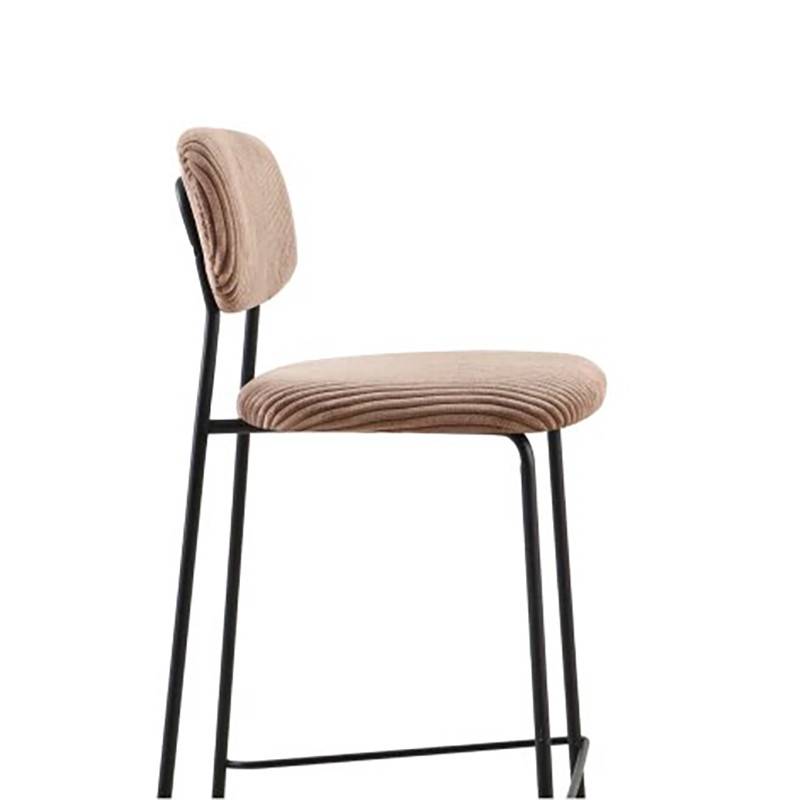 Tabouret de bar style écolier velours côtelé beige - Image 3