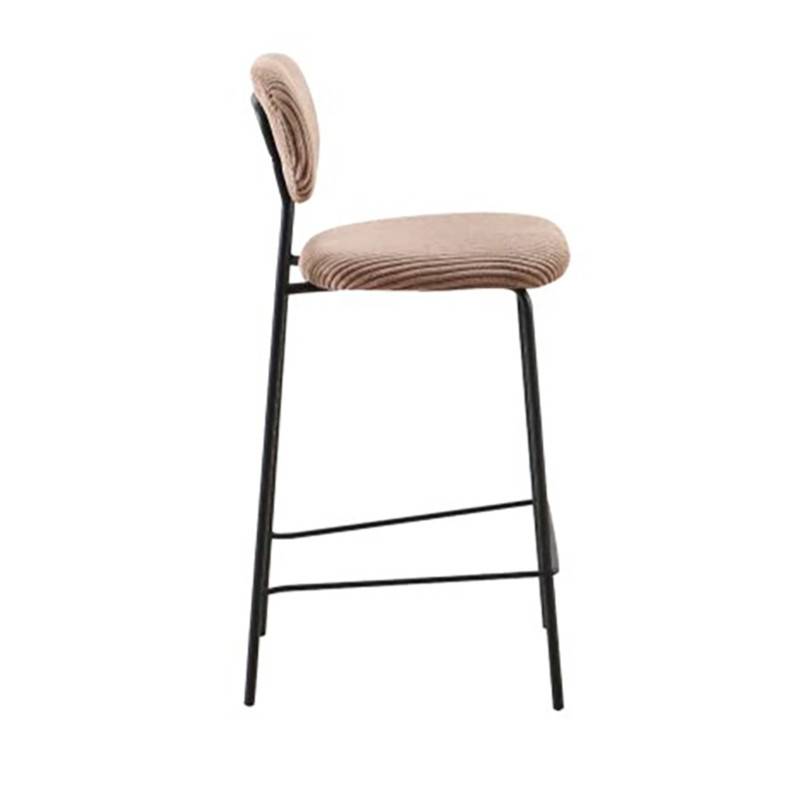 Tabouret de bar style écolier velours côtelé beige - Image 6