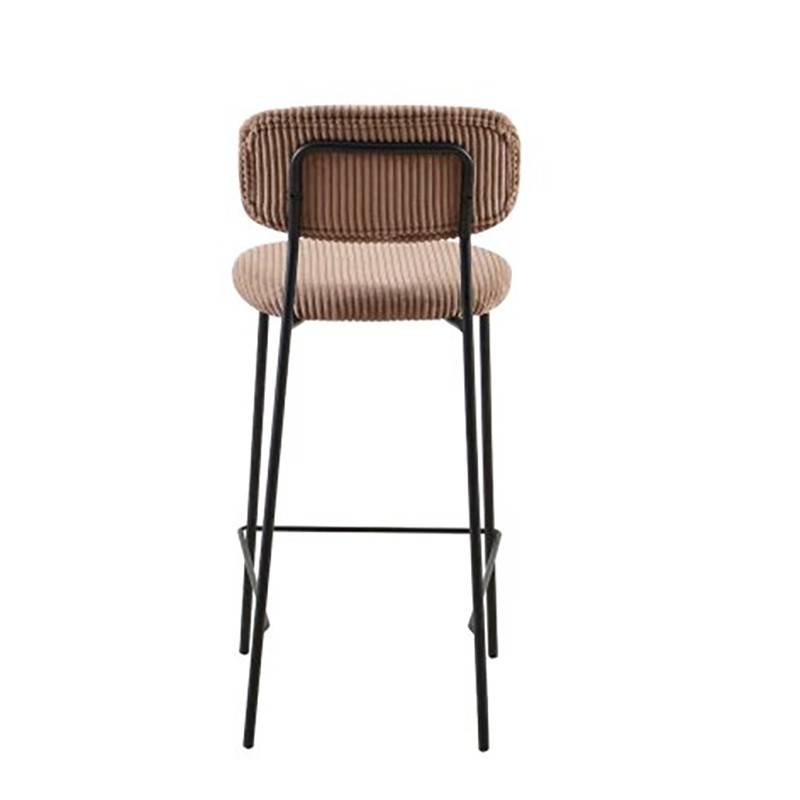 Tabouret de bar style écolier velours côtelé beige - Image 2