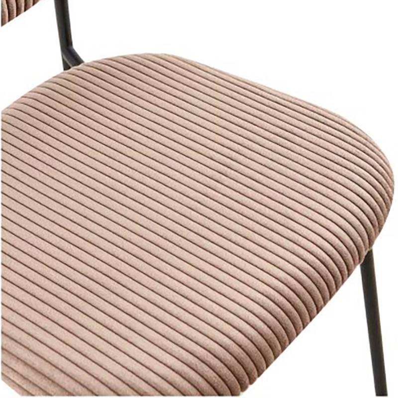 Tabouret de bar style écolier velours côtelé beige - Image 4