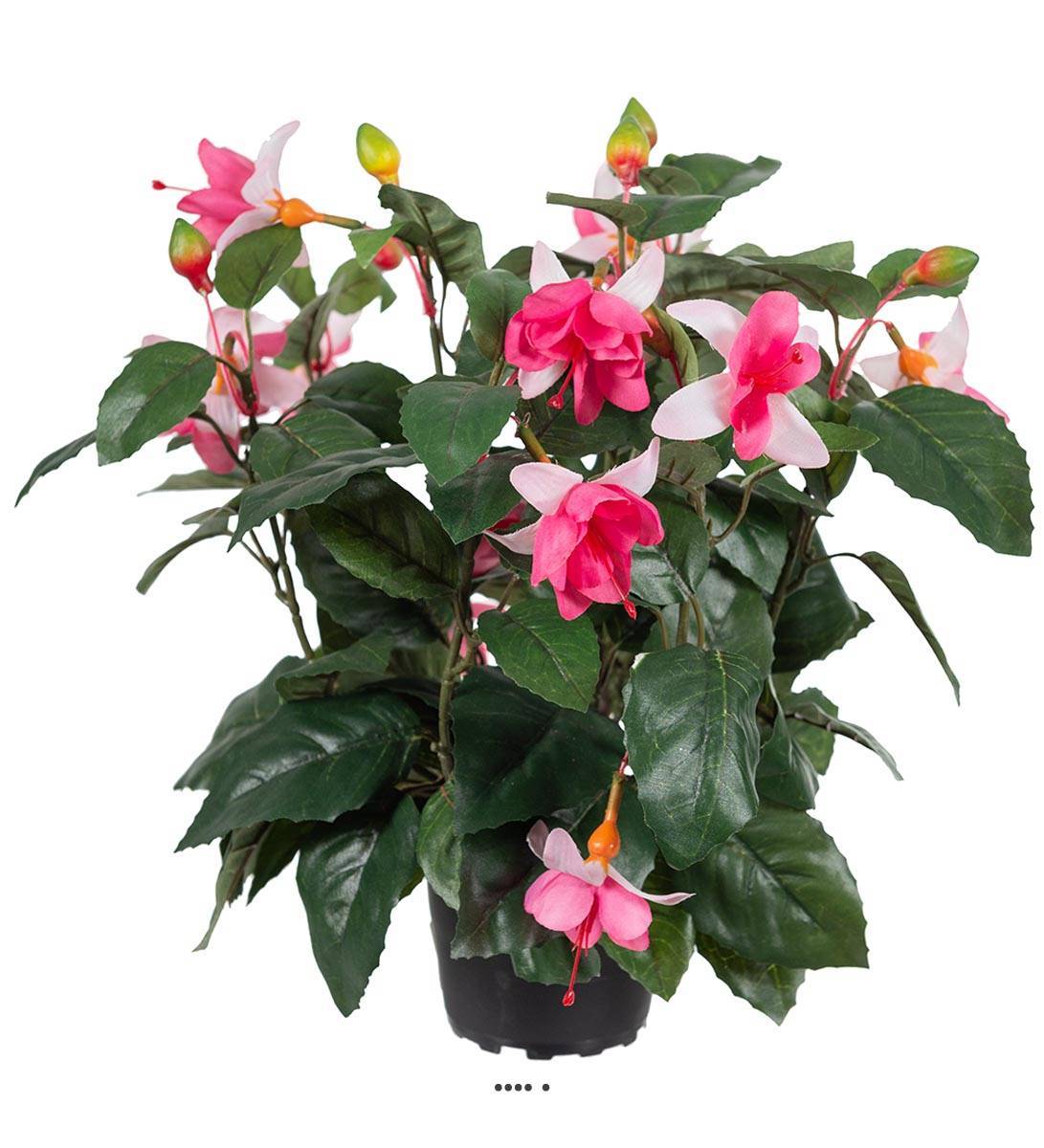 Artificielles - Fuchsias fleuries artificielles en pot, H 30 cm Rose - couleur: Rose 715 - Imagen 1