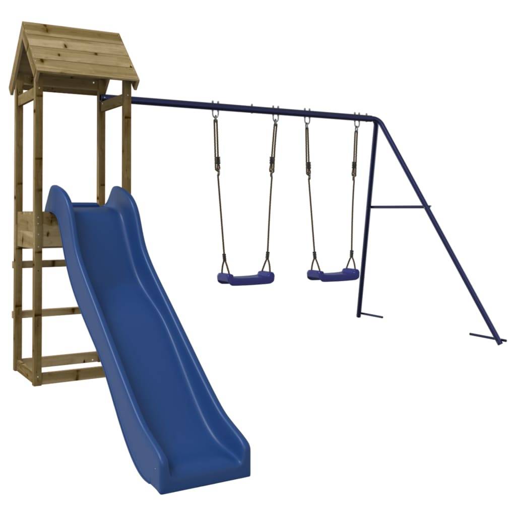 Helloshop26 - Aire de jeux d'extérieur balançoires toboggan portiques robuste jeux jardin 308 x 315 x 194 cm bois de pin imprégné - Imagen 1