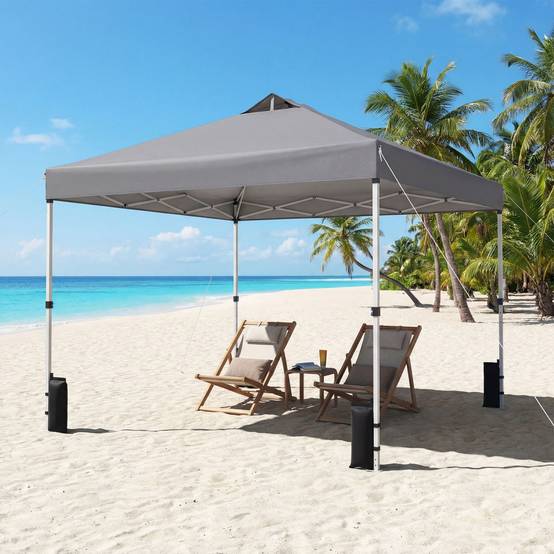 Tonnelle de Jardin 3x3 m Tente Pop-Up, Montage Instantané Toit à Revêtement Argenté Gazebo Portable avec 4 Sacs de Sable Gris MAISON CHIC - Image 5
