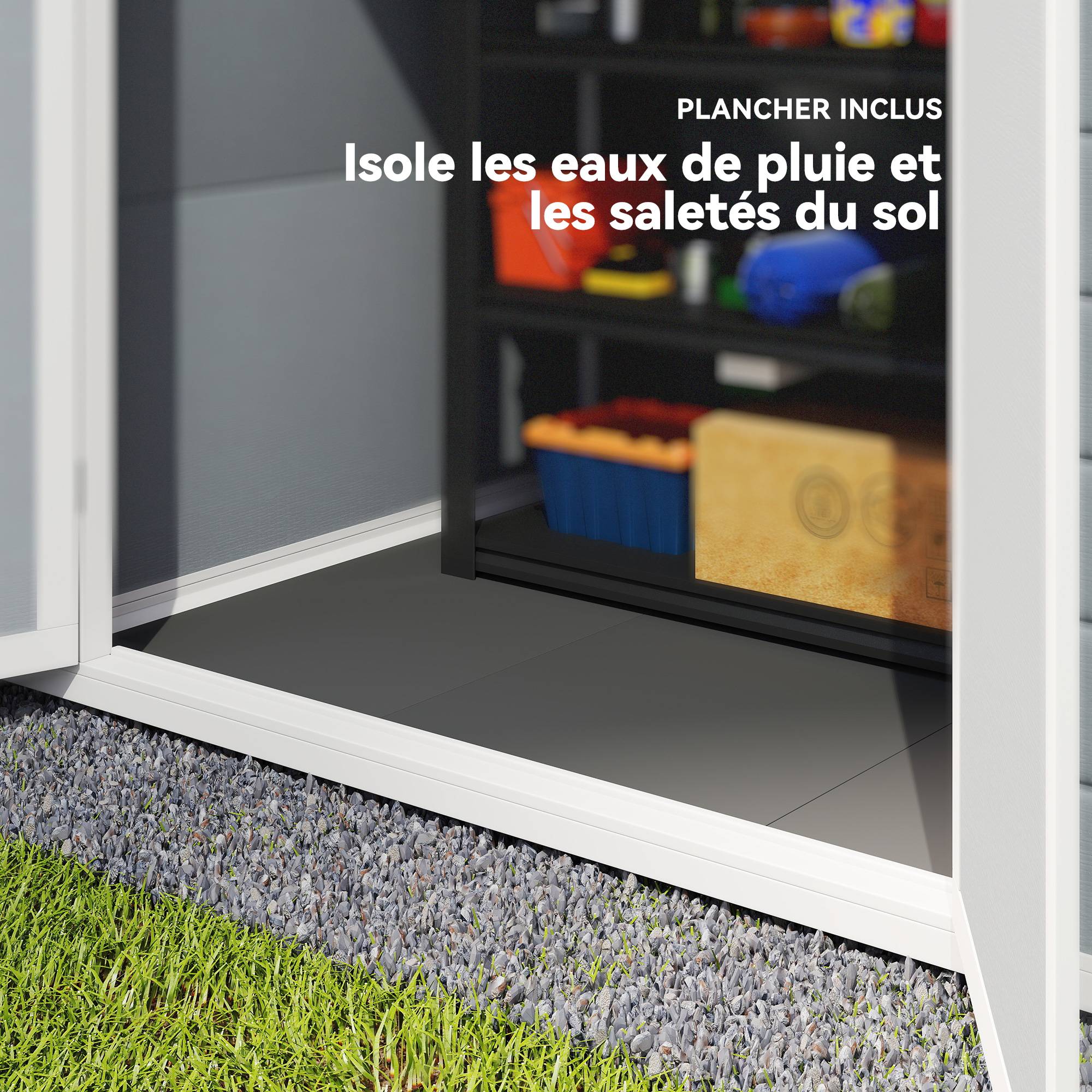Outsunny - Abri de jardin cabanon en résine PP 2,12 m² 2 portes fenêtre aération - PP - gris - Outsunny - Image 5