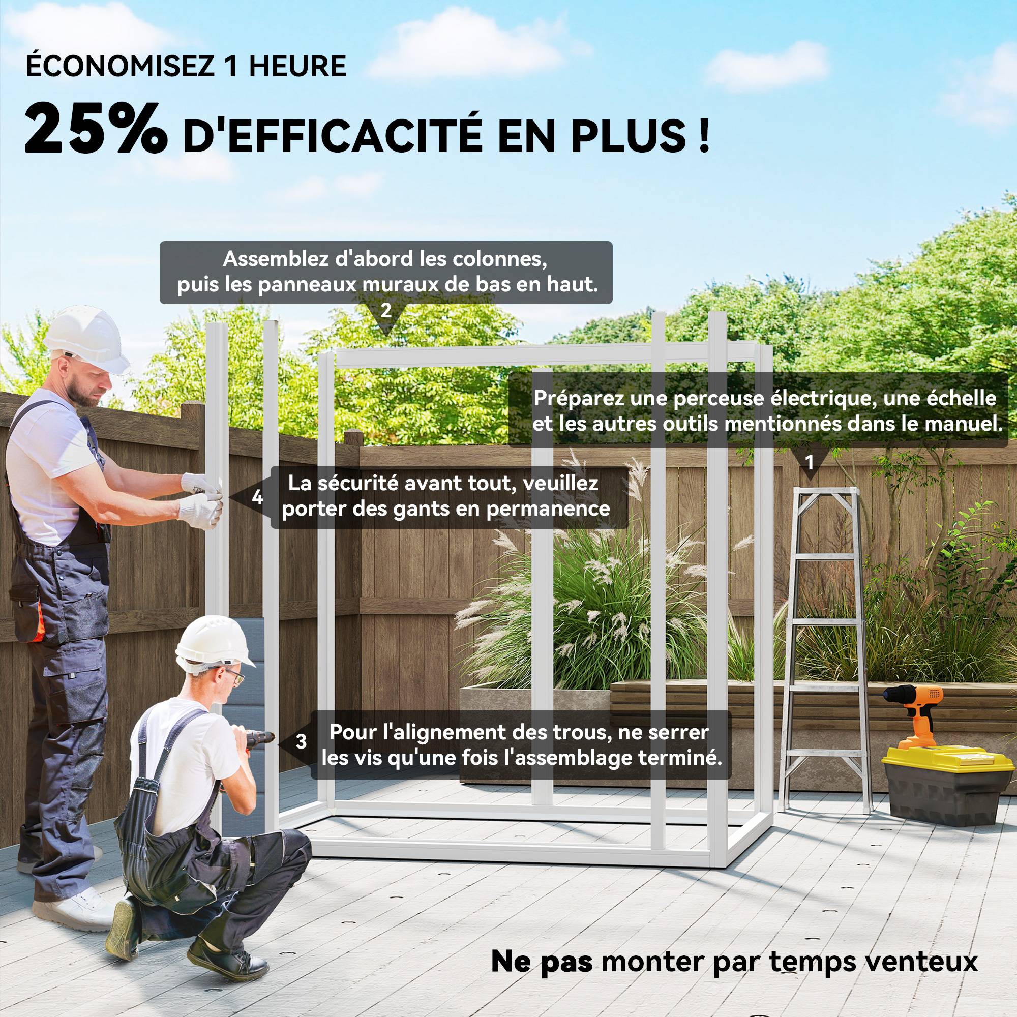 Outsunny - Abri de jardin cabanon en résine PP 2,12 m² 2 portes fenêtre aération - PP - gris - Outsunny - Image 3