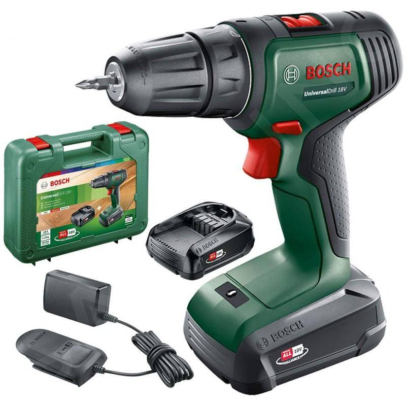 Bosch - Perceuse-visseuse sans-fil UniversalDrill 18 V - 2 batteries 1,5Ah + Coffret - BOSCH - 06039D4002