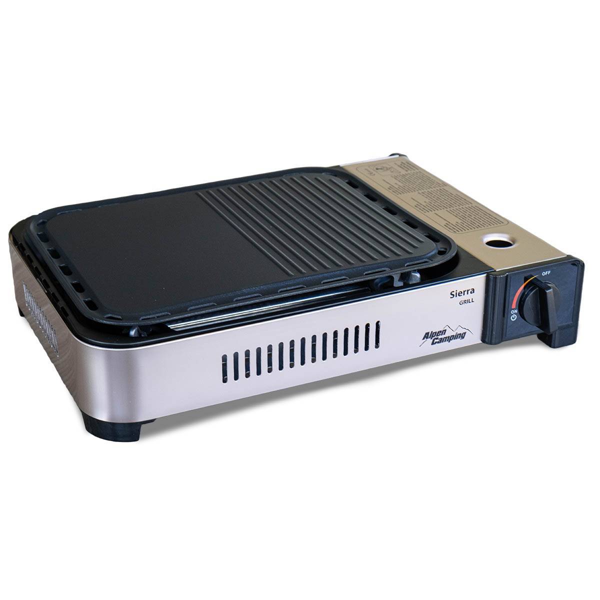 Plancha à gaz Barbecue grill 2100W Cuisson 30 x 24cm Piezo + 4 cartouches gaz + Mallette ALPEN - Imagen 5