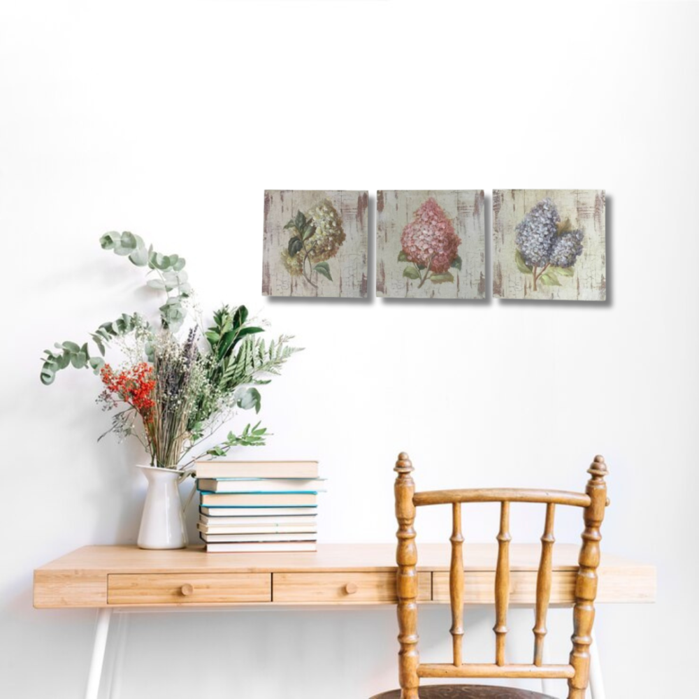 Set de 3 tableaux en bois multicolore 20 x 20 cm Chemin de campagne - Imagen 2