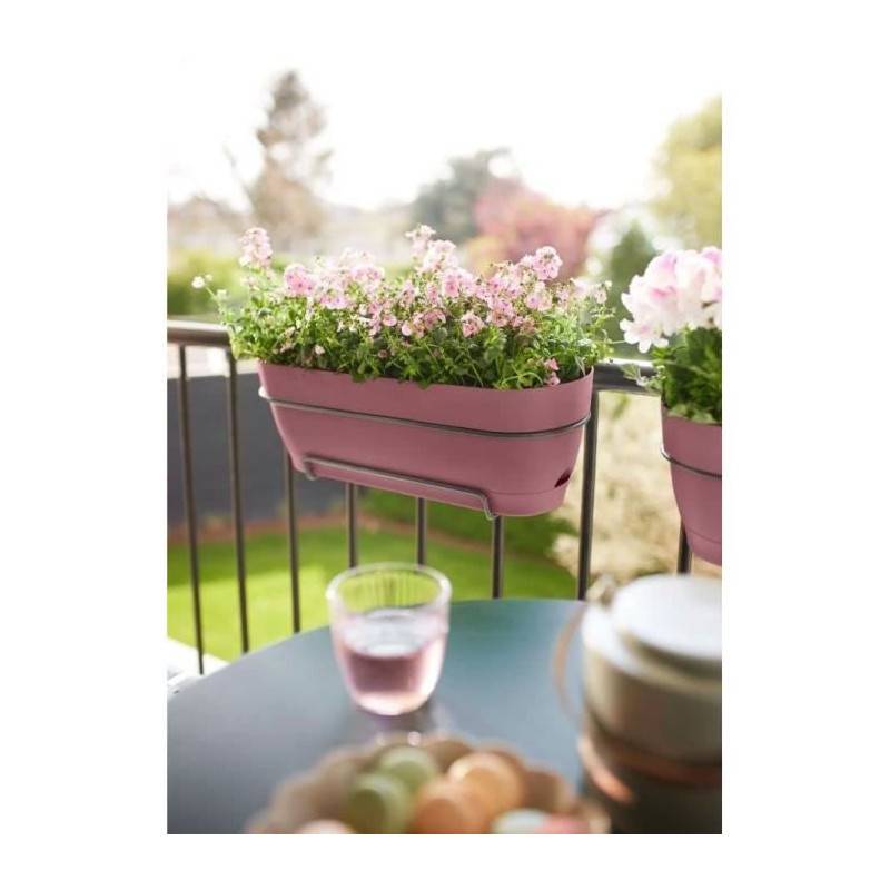 Elho - Planteur Rectangle Vibia - Plastique - Réservoir - ø70 - Rose Poussiere - Imagen 5