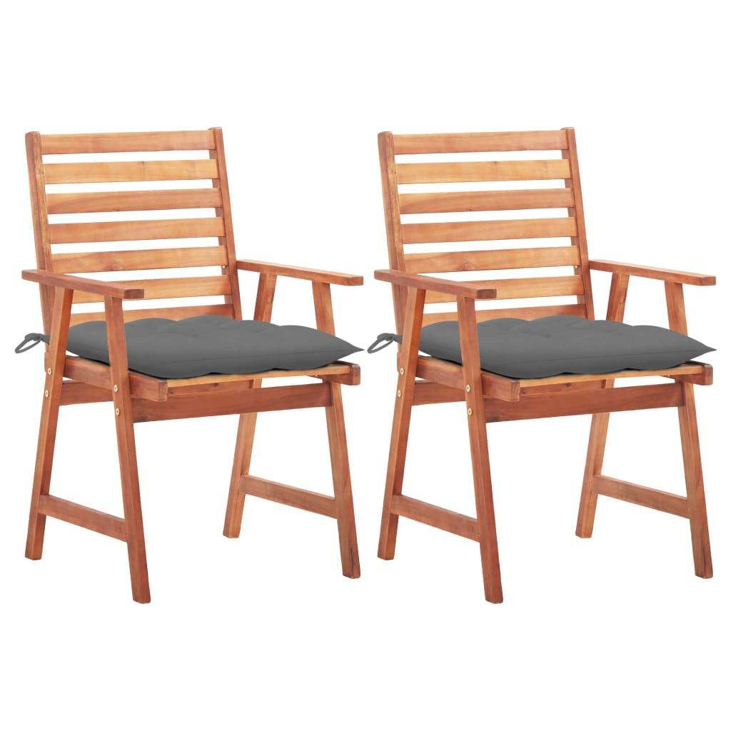 Lot de 2 chaises de jardin acacia naturel et gris 62 x 56 x 92 cm - PANGIVO - Image 1