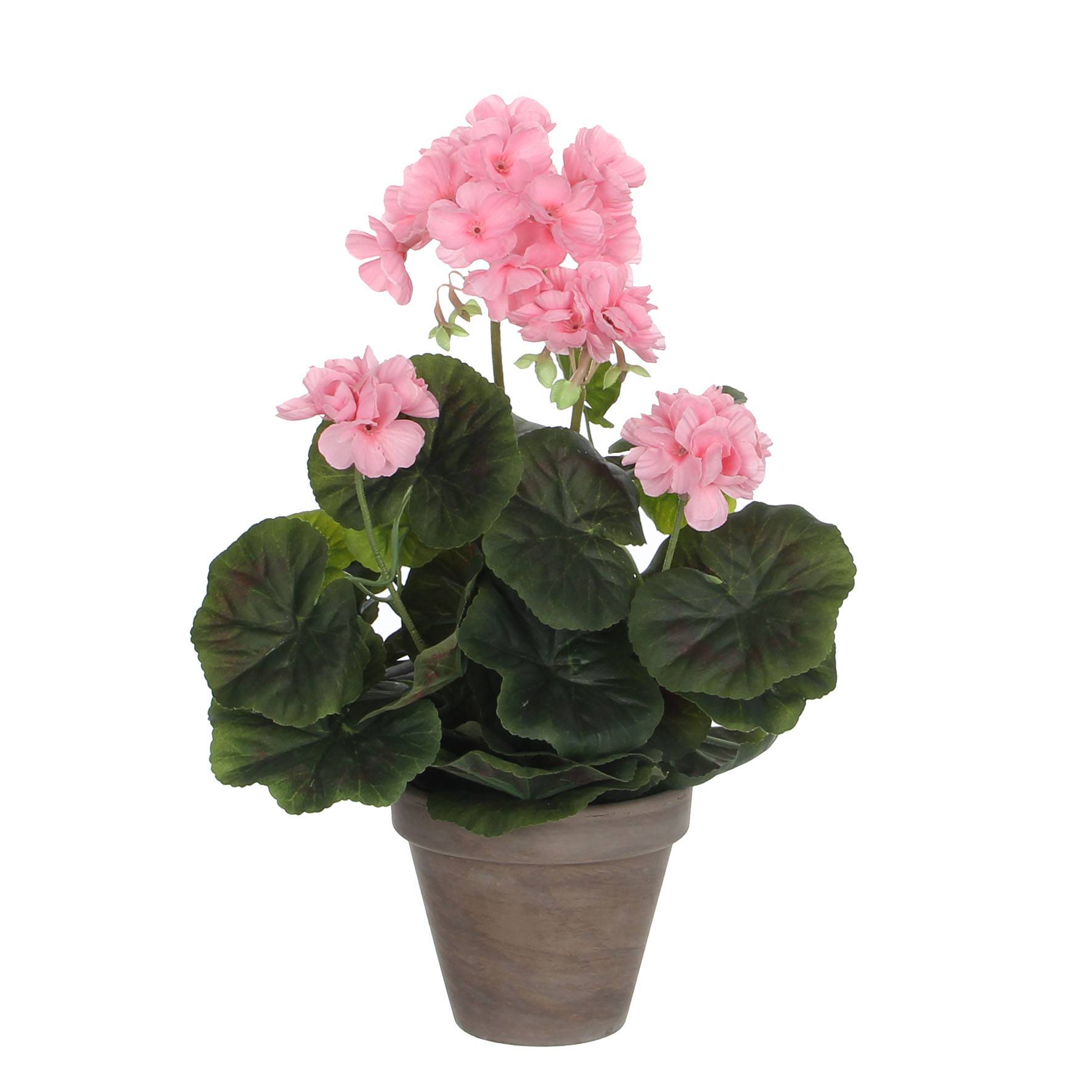 Mica Decorations - Géranium rose artificiel en pot H.34 x Ø 20 cm