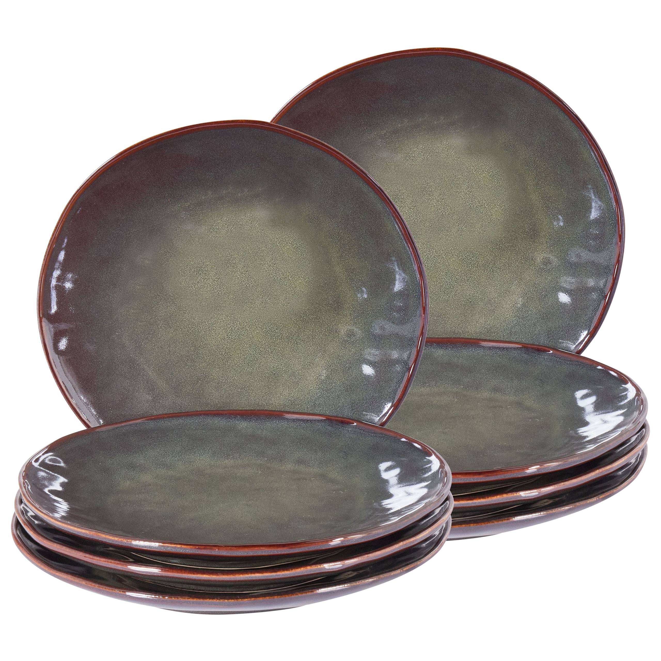 Beliani - Assiettes et bols Grès Vert foncé THYME - 28x28x4- Beliani - Image 2