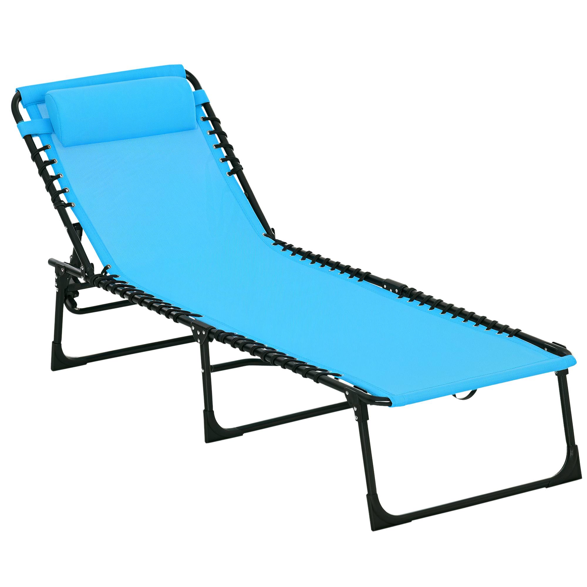 Bain de Soleil Acier Plage et Camping Dossier Inclinable Pliable Bleu 189cm - ComfortXL Outdoor Living