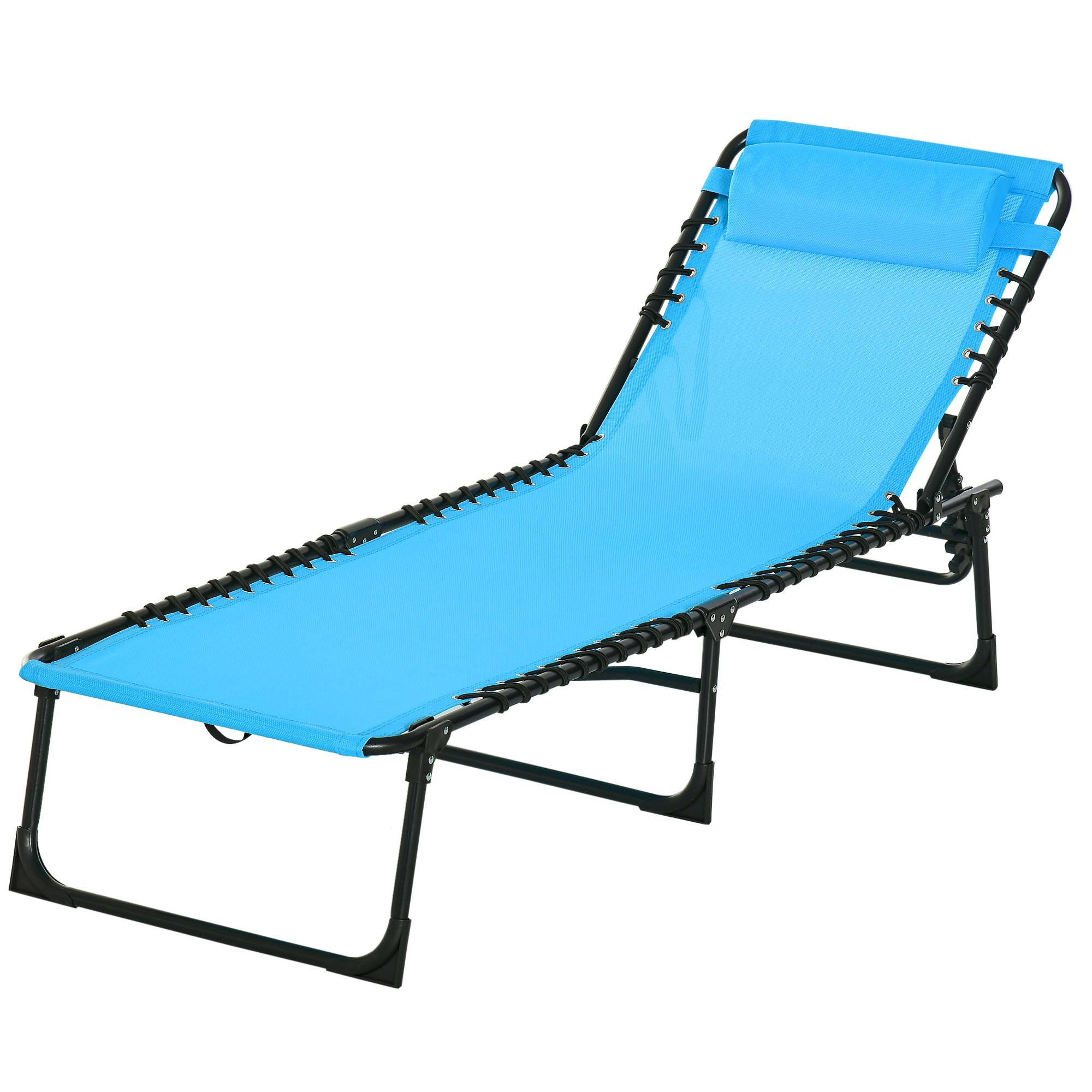 Bain de Soleil Acier Plage et Camping Dossier Inclinable Pliable Bleu 189cm - ComfortXL Outdoor Living - Image 2