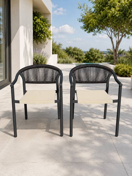 Dcb Garden - Lot de 2 fauteuils de jardin - Gris anthracite - SUMBA - Image 1