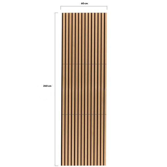 IDMARKET - Panneaux acoustiques en tasseaux de bois 240 x 60 cm effet chêne clair et noir - Image 6