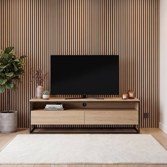 IDMARKET - Panneaux acoustiques en tasseaux de bois 240 x 60 cm effet chêne clair et noir - Image 4