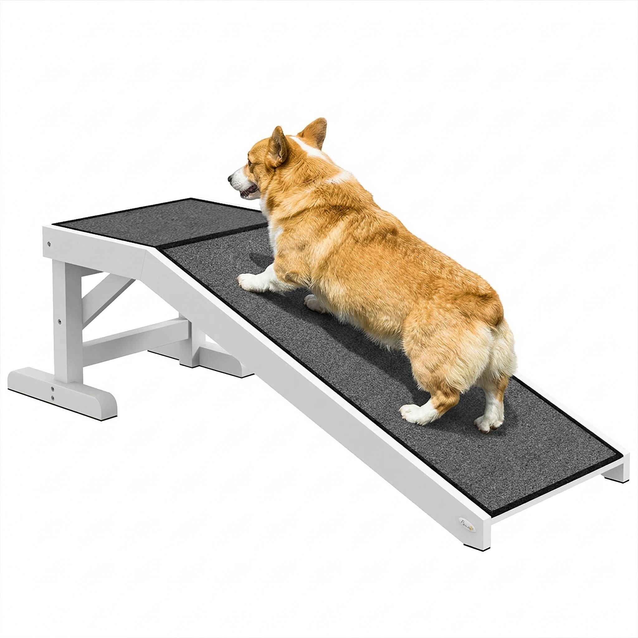 Rampe animaux, tapis antidérapant, 125x40x35,5cm, pin