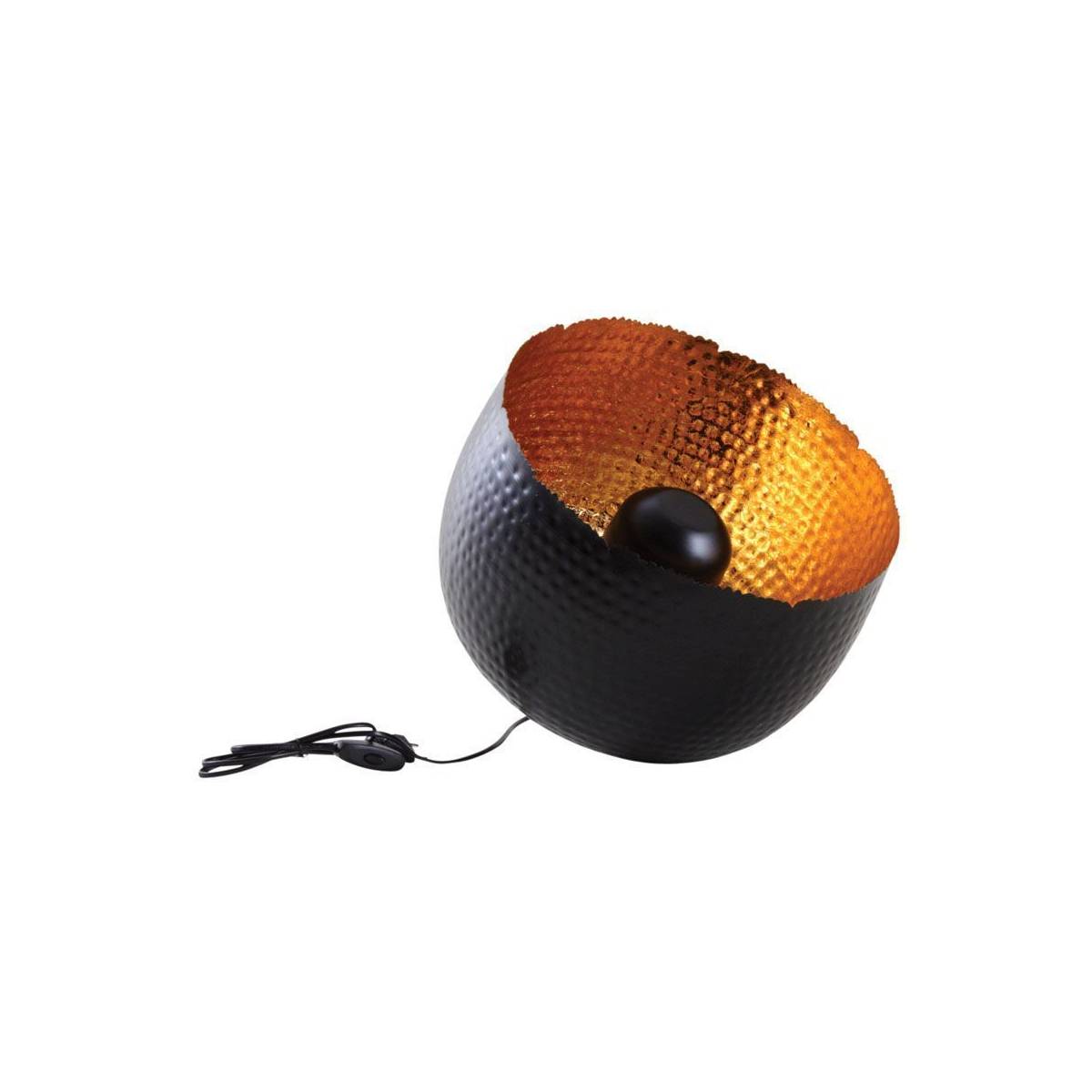 Aubry Gaspard - Lampe ronde à poser en métal noir avec intérieur doré Diamètre 36cm - Imagen 1