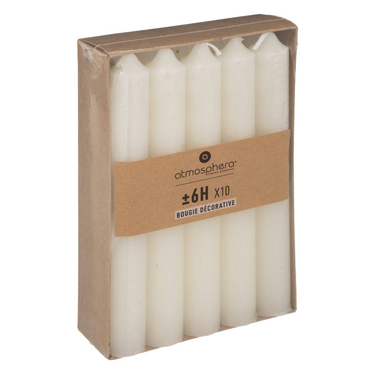 Lot de 10 Bougies Bâtons Ivoires H 16 cm - Image 1