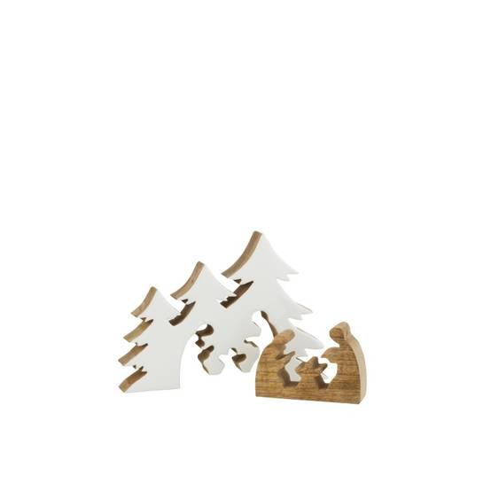 Crèche puzzle sapin en bois blanc 25x18x4 cm - J-Line - Image 2