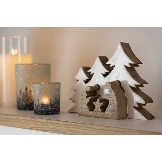 Crèche puzzle sapin en bois blanc 25x18x4 cm - J-Line - Image 3