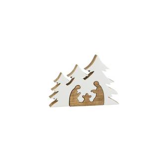 Crèche puzzle sapin en bois blanc 25x18x4 cm - J-Line