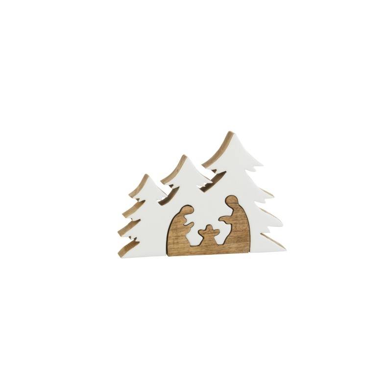 Crèche puzzle sapin en bois blanc 25x18x4 cm - J-Line